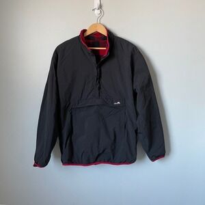 Chubbies Black Plaid Lined Pullover Anorak Pullover Jacket Reversible Size Large